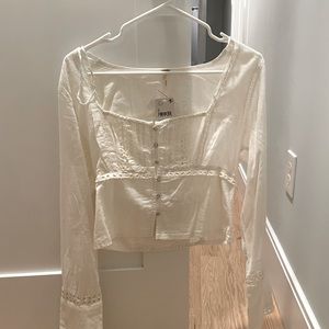 Never Worn Free People Joi Eyelet Crop Blouse